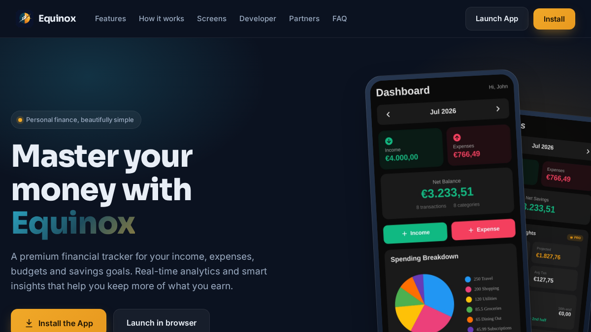 Equinox Tracker website screenshot